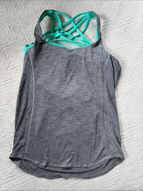 lululemon athletica Gray Tank with Teal Strappy Back